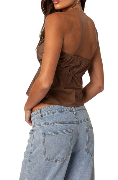 Edikted Reva Strapless Cotton Crop Top In Brown