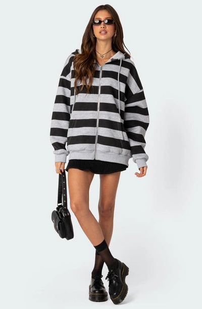 Edikted Maritza Oversize Zip Hoodie In Gray-melange