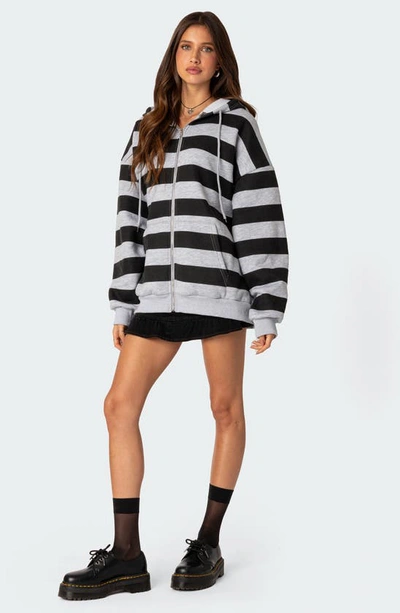 Edikted Maritza Oversize Zip Hoodie In Gray-melange