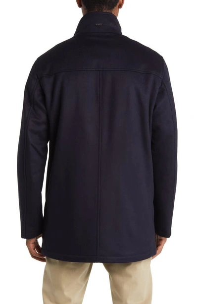 Shop Hugo Boss Coxtan Relaxed Fit Virgin Wool & Cashmere Coat In Dark Blue