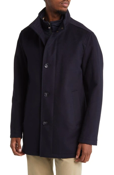 Shop Hugo Boss Coxtan Relaxed Fit Virgin Wool & Cashmere Coat In Dark Blue