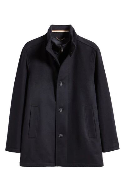 Shop Hugo Boss Coxtan Relaxed Fit Virgin Wool & Cashmere Coat In Dark Blue