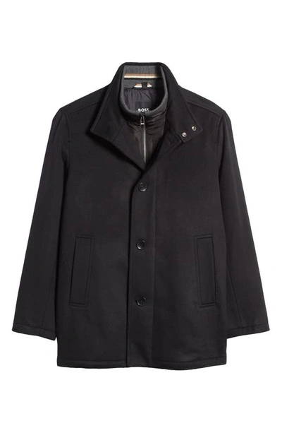 Shop Hugo Boss Coxtan Relaxed Fit Virgin Wool & Cashmere Coat In Black