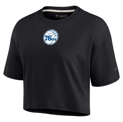 Shop Fanatics Signature Black Philadelphia 76ers Elements Super Soft Boxy Cropped T-shirt