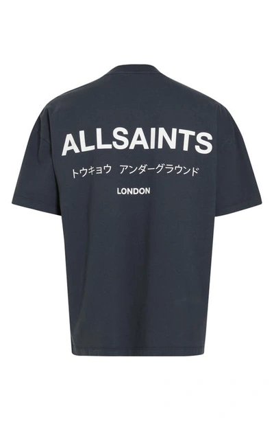 Shop Allsaints Underground Oversize Organic Cotton Graphic T-shirt In Universe Blue