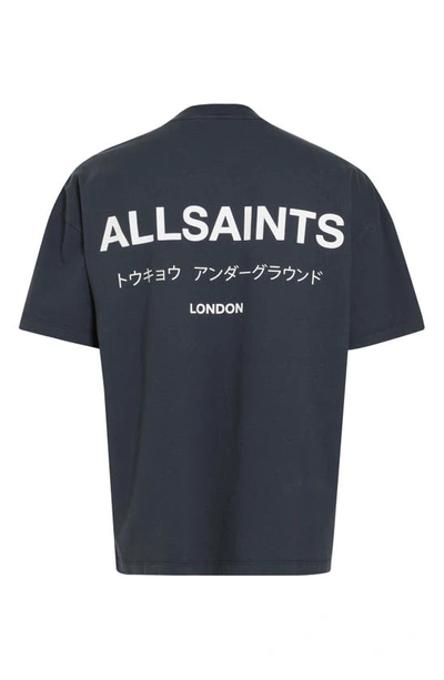 Allsaints Underground Graphic-print Cotton T-shirt In Universe Blue
