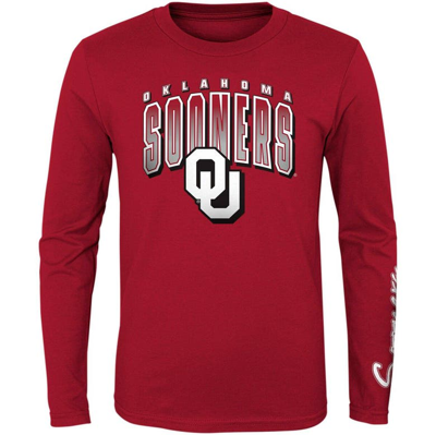 Shop Outerstuff Preschool Crimson/heather Gray Oklahoma Sooners Fan Wave Short & Long Sleeve T-shirt Combo Pack
