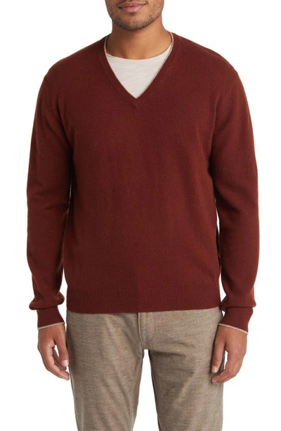 Shop Lorenzo Uomo Tipped Merino Wool Sweater In Rust