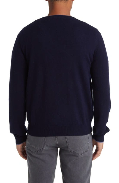 Shop Lorenzo Uomo Tipped Merino Wool Sweater In Navy