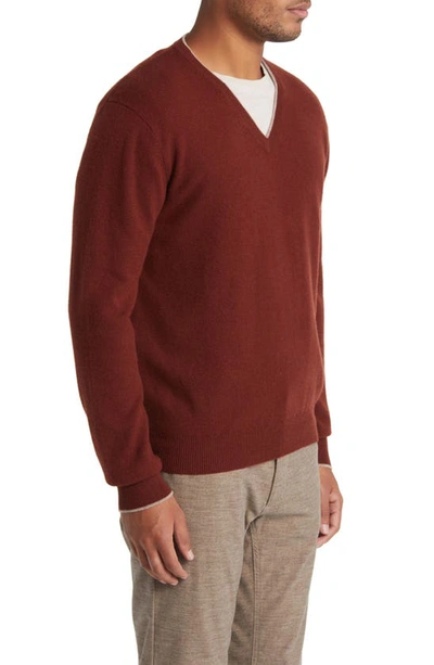 Shop Lorenzo Uomo Tipped Merino Wool Sweater In Rust