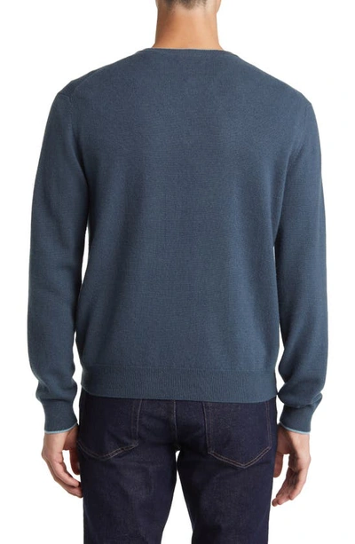 Lorenzo Uomo Tipped Merino Wool Sweater In Teal