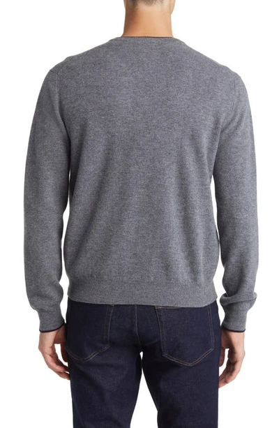 Shop Lorenzo Uomo Tipped Merino Wool Sweater In Charcoal