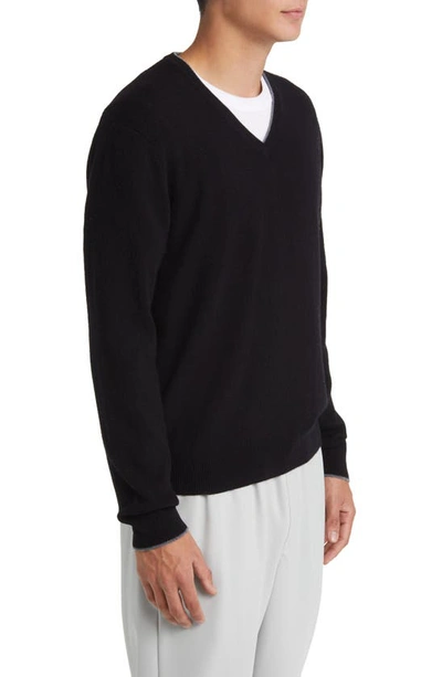 Shop Lorenzo Uomo Tipped Merino Wool Sweater In Black