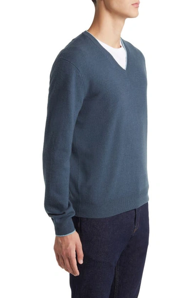 Lorenzo Uomo Tipped Merino Wool Sweater In Teal