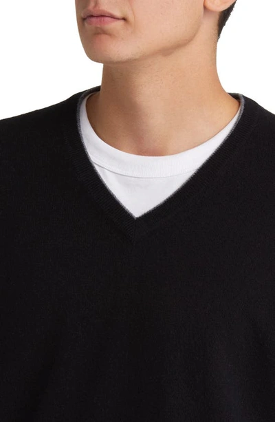 Shop Lorenzo Uomo Tipped Merino Wool Sweater In Black