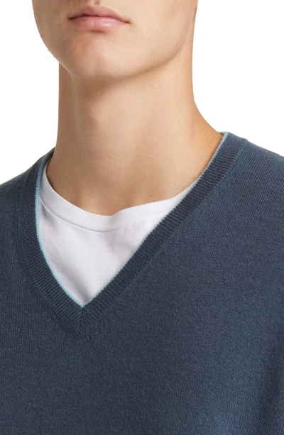 Lorenzo Uomo Tipped Merino Wool Sweater In Teal