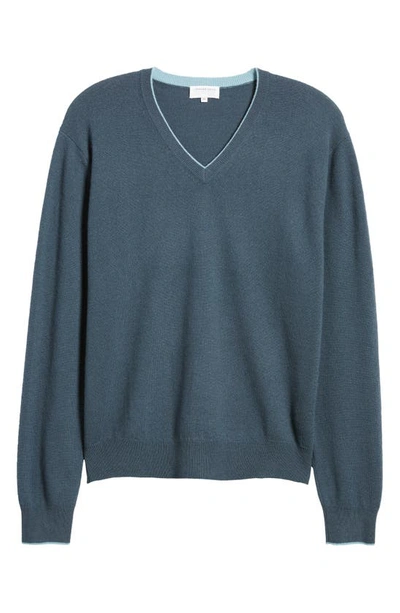 Lorenzo Uomo Tipped Merino Wool Sweater In Teal