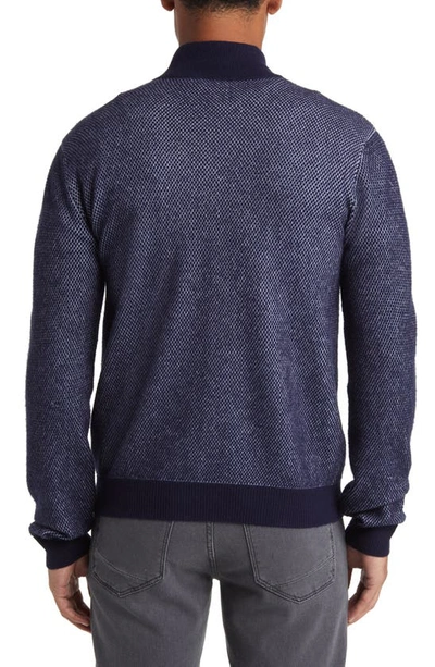 Shop Lorenzo Uomo Merino Wool & Cashmere Bird's Eye Sweater In Navy