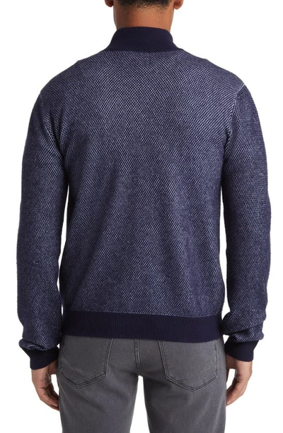 Lorenzo Uomo Merino Wool & Cashmere Bird's Eye Sweater In Navy