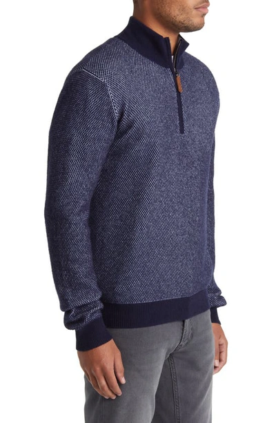 Lorenzo Uomo Merino Wool & Cashmere Bird's Eye Sweater In Navy