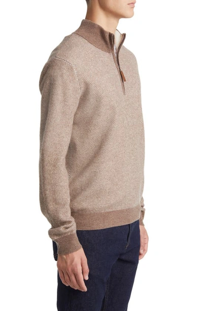 Lorenzo Uomo Merino Wool & Cashmere Bird's Eye Sweater In Camel