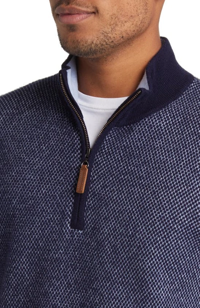 Shop Lorenzo Uomo Merino Wool & Cashmere Bird's Eye Sweater In Navy