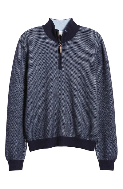 Shop Lorenzo Uomo Merino Wool & Cashmere Bird's Eye Sweater In Navy