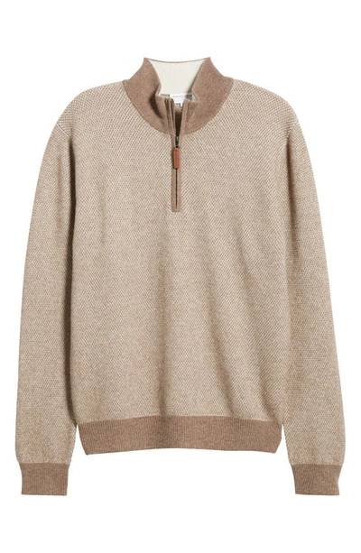 Lorenzo Uomo Merino Wool & Cashmere Bird's Eye Sweater In Camel