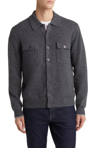 Shop Lorenzo Uomo Merino Wool & Cashmere Cardigan In Charcoal