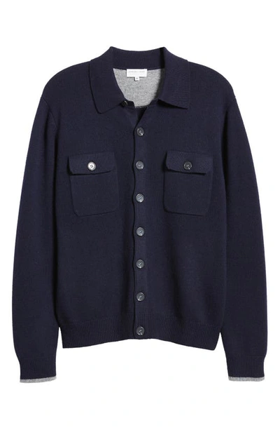 Lorenzo Uomo Merino Wool & Cashmere Cardigan In Navy