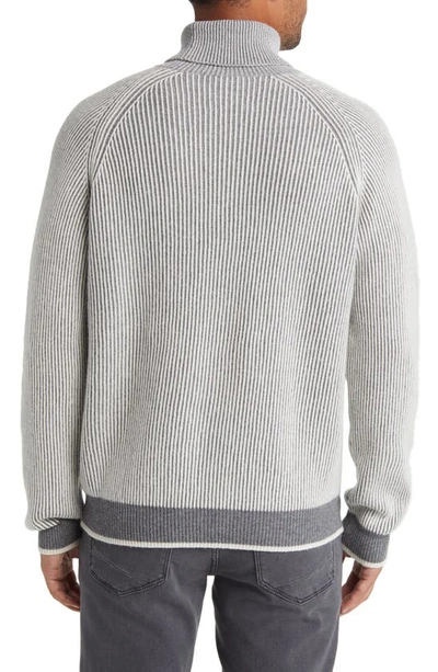 Shop Lorenzo Uomo Two-tone Merino Wool & Cashmere Turtleneck Sweater In Grey