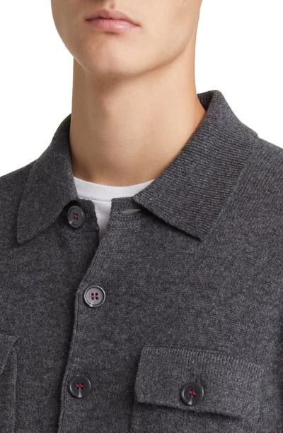 Shop Lorenzo Uomo Merino Wool & Cashmere Cardigan In Charcoal