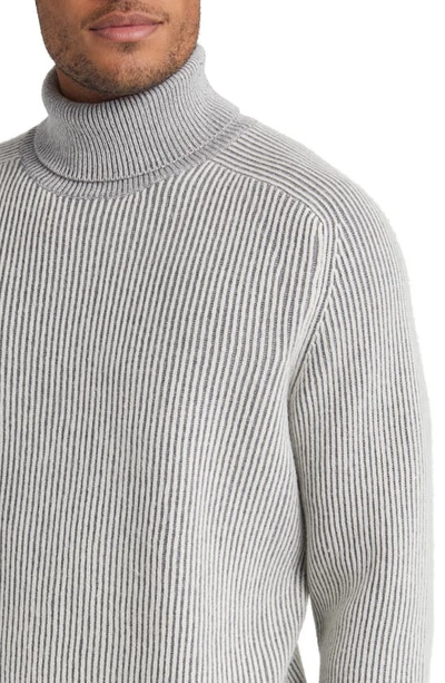 Shop Lorenzo Uomo Two-tone Merino Wool & Cashmere Turtleneck Sweater In Grey