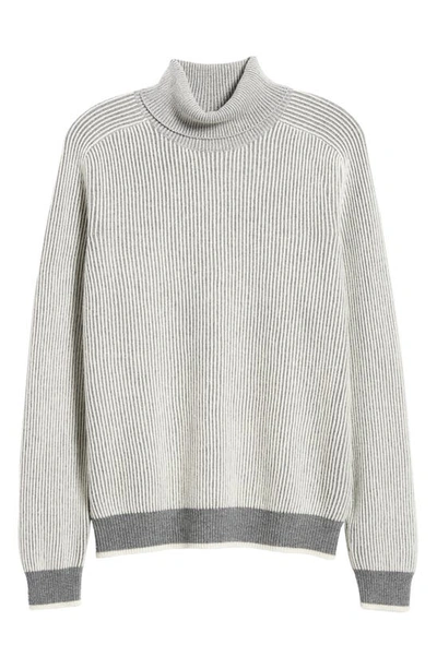 Shop Lorenzo Uomo Two-tone Merino Wool & Cashmere Turtleneck Sweater In Grey