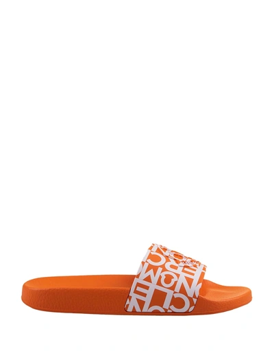 Shop Moncler Orange Jeanne Slippers In Arancione