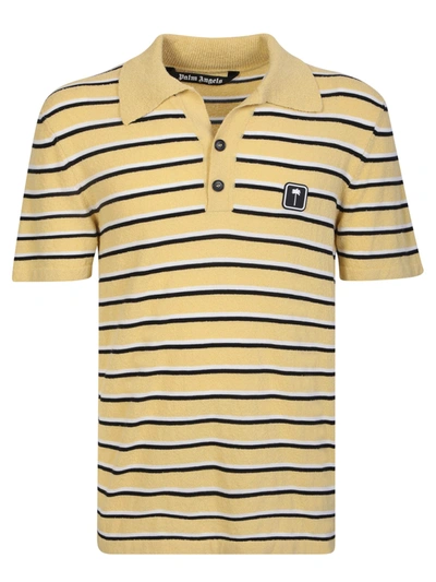 Shop Palm Angels Stripes Motif Polo In Yellow