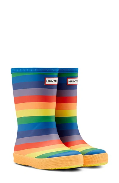 Shop Hunter Kids First Norris Waterproof Rain Boot In Rainbow Multi