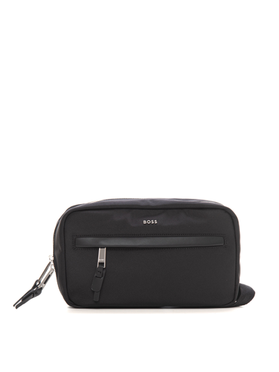 Shop Hugo Boss Highway-n-washbag Shoulder Bag In Black