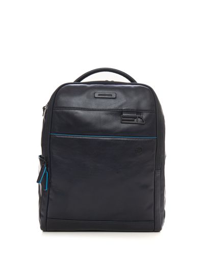 Shop Piquadro Leather Rucksack In Blue