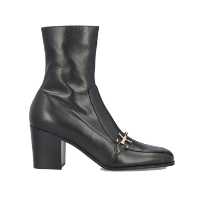 Shop Saint Laurent Elbio 75 Leather Boots