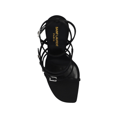 Saint Laurent Jerry Logo-embellished Leather-trimmed Satin Sandals