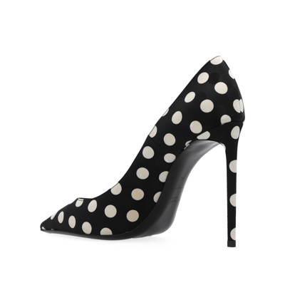 Saint Laurent Polka Dot Patterned Satin Pumps With Stiletto Heel 10cm
