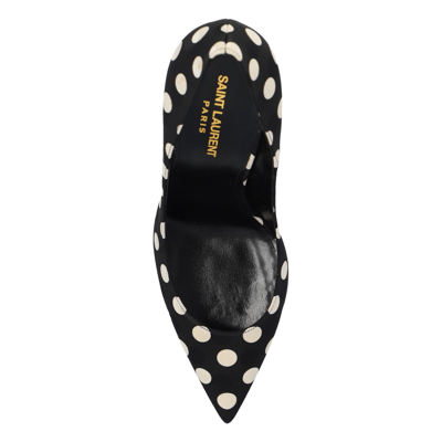 Saint Laurent Polka Dot Patterned Satin Pumps With Stiletto Heel 10cm