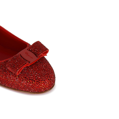 Ferragamo Vara-bow Rhinestone-embellished Ballerina Shoes