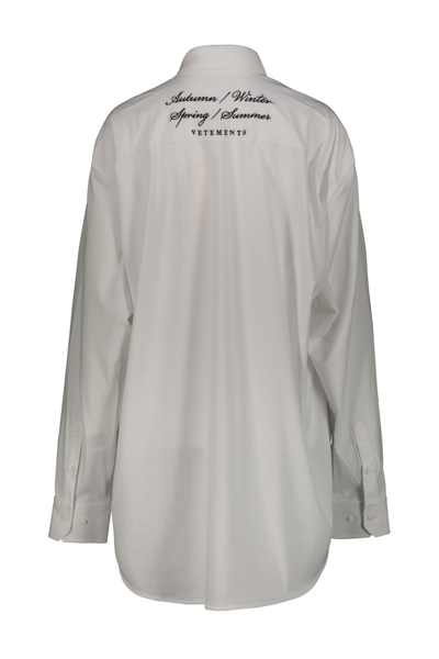 Shop Vetements 4 Season Logo Jersey Shirt In White