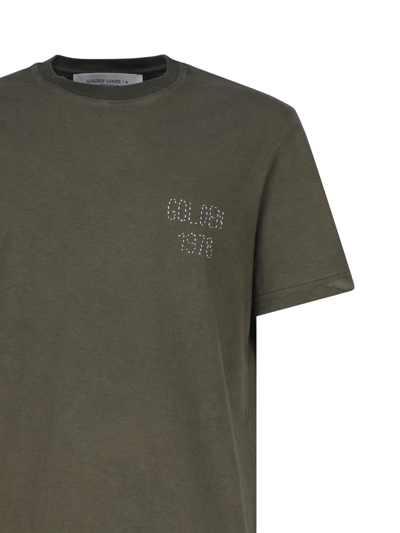Shop Golden Goose T-shirt With Embroidery On The Front In Green