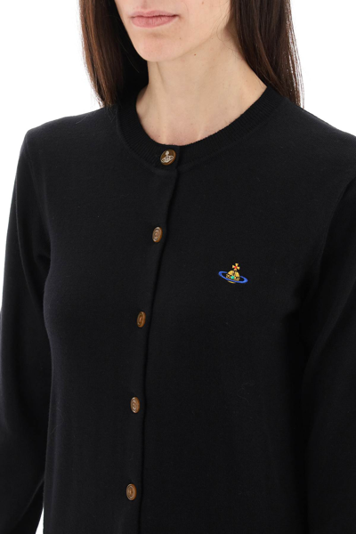 Shop Vivienne Westwood Bea Cardigan With Embroidered Logo In Black (black)