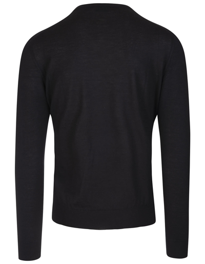 Shop Fedeli Man Black Cashmere Pullover With V-neck In Nero