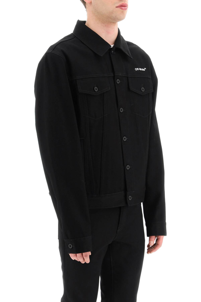 Shop Off-white Diagonals Print Denim Jacket In Black White (black)
