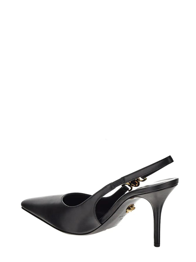 Shop Versace Medusa Plaque Slingback Shoes In Nero